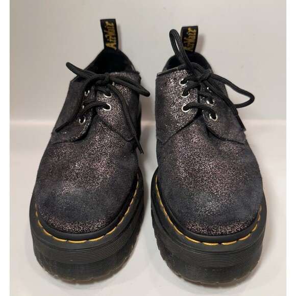 Dr. Martens 1461 Quad Platform Oxford Shoes Metallic Suede Fur Lined W9